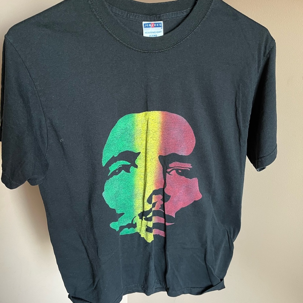 Jerzees Black Tee with Colorful Face Design